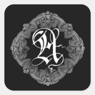 Elegant Goth Initial A Sticker