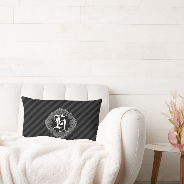 Elegant Goth Initial H Lumbar Cushion (Couch)