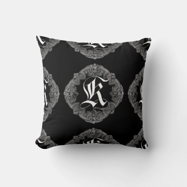 Elegant Goth Initial K Cushion (Front)