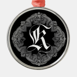 Elegant Goth Initial K Metal Tree Decoration