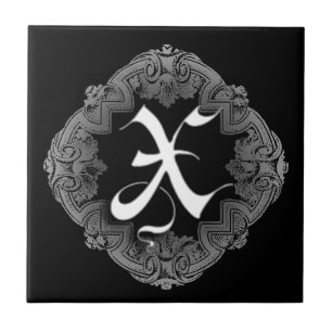 Elegant Goth Initial N Tile