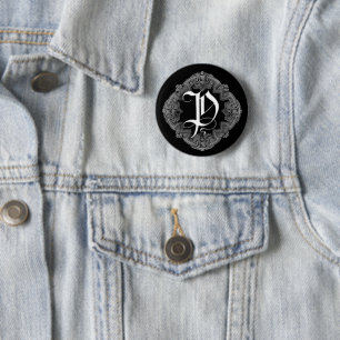 Elegant Goth Initial P 6 Cm Round Badge
