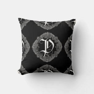 Elegant Goth Initial P Cushion