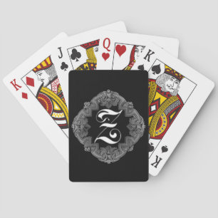 Elegant Goth Initial Z Playing Cards
