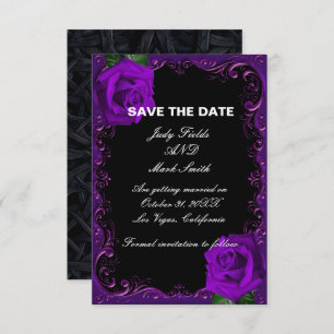 Elegant Goth Purple Roses Save The Date Enclosure Card