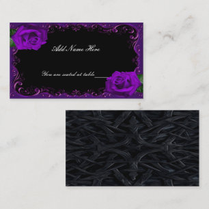 Elegant Goth Purple Roses Table Place Card