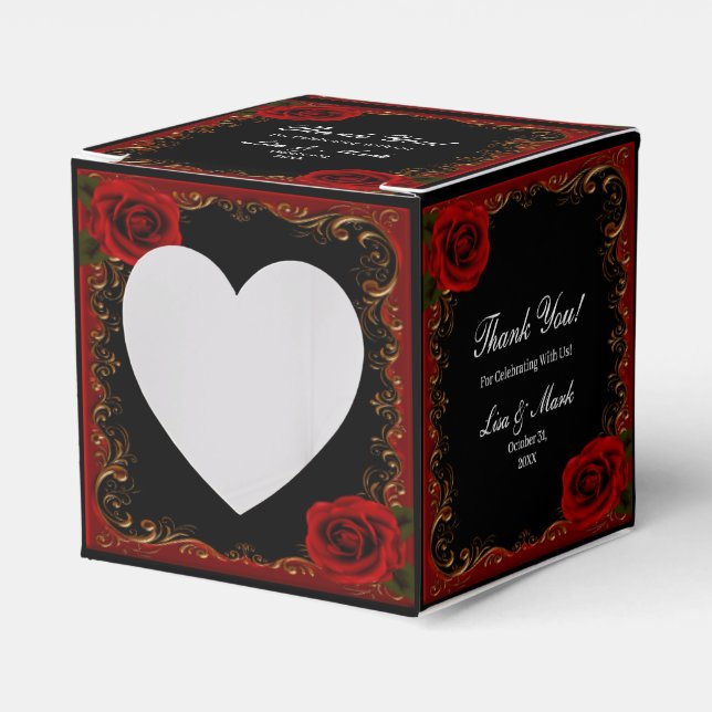 Elegant Goth Red Roses Favour Box (Front Side)