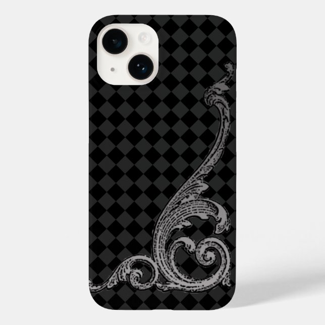 Elegant Goth Swirl Design in Grey iPhone 7 Case (Back)