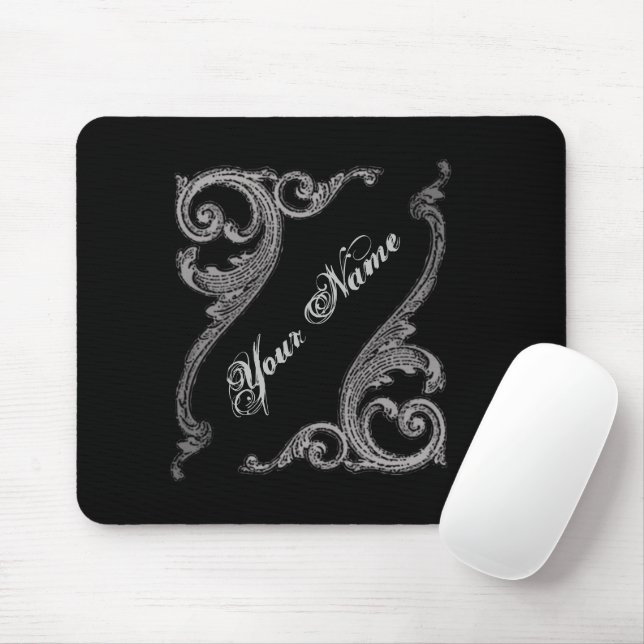 Elegant Goth Swirl Design Personalised Mouse Pad (With Mouse)