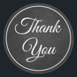 Elegant Goth Vintage Chalkboard Black Thank You  Classic Round Sticker<br><div class="desc">Saying thank you to friends and family will never go out of style with this distressed black and white chalkboard wedding / party thank you sticker. Grunge black chalkboard thank you stickers are perfect for * envelope seals * party and wedding favours - goth, halloween, summer, winter, fall, * businesses...</div>