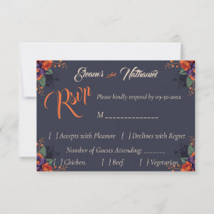 Elegant Gothic 3D Floral Skull Formal RSVP Card