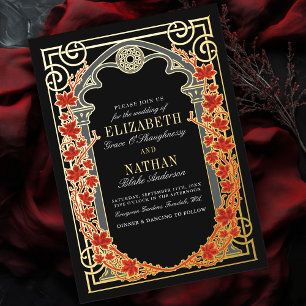 Elegant Gothic Autumn Cathedral Frame Wedding 