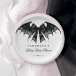 Elegant Gothic Baby Shower Paper Plate<br><div class="desc">Serve your spooky treats in style with these Elegant Gothic Baby Shower Paper Plates. A black bow and bat silhouette sit atop a soft pink background for the perfect blend of eerie and elegant.</div>