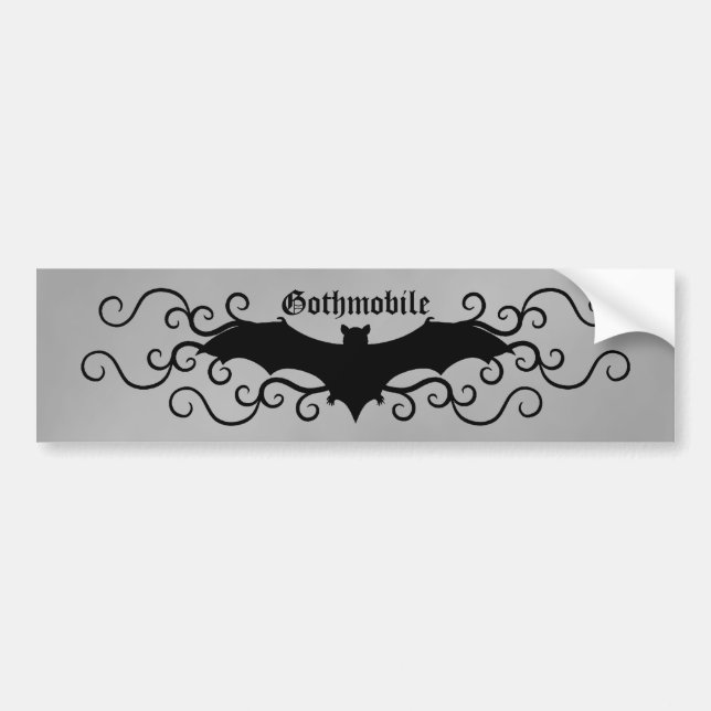 Elegant Gothic bat and swirls goth mobile Bumper Sticker (Front)