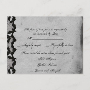 Elegant Gothic Bat Lace Posh RSVP Postcard