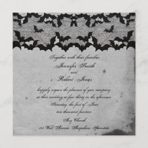 Elegant Gothic Bat Lace Posh Wedding Invitation