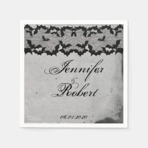 Elegant Gothic Bat Lace Posh Wedding Napkin