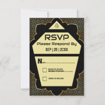 Elegant Gothic Black and Gold Response Card