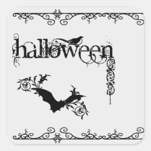 Elegant Gothic Black and White Halloween Stickers