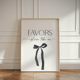Elegant Gothic Black Bow Take a Favour  Pedestal Sign