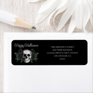 Elegant Gothic Black Floral Skull Halloween