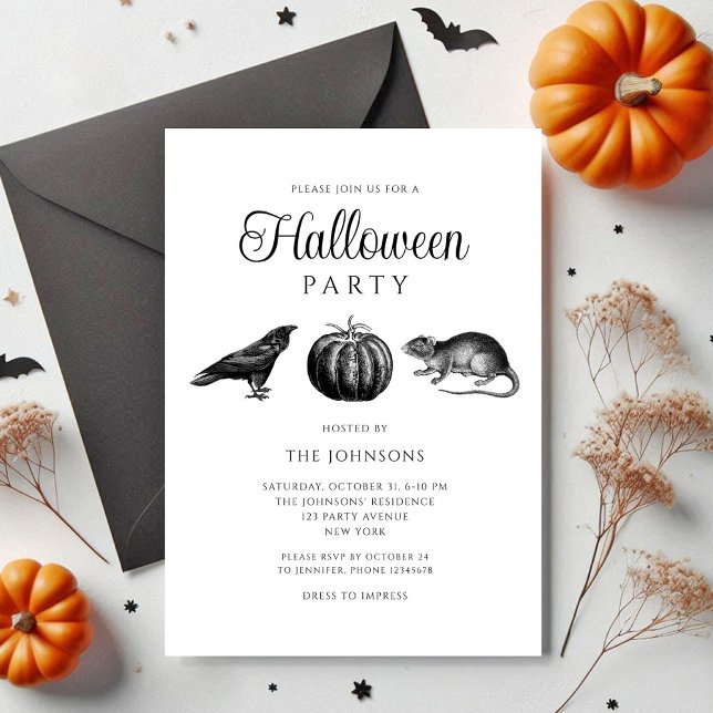 Elegant Gothic Black Pumpkin Halloween Invitation (Elegant Gothic Black Pumpkin Halloween Invitation)