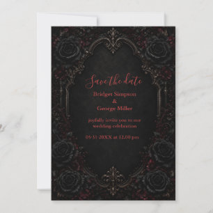 elegant Gothic Black Rose Wedding Romance Invitation