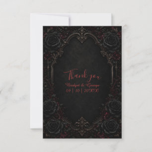 elegant Gothic Black Rose Wedding Romance Thank You Card