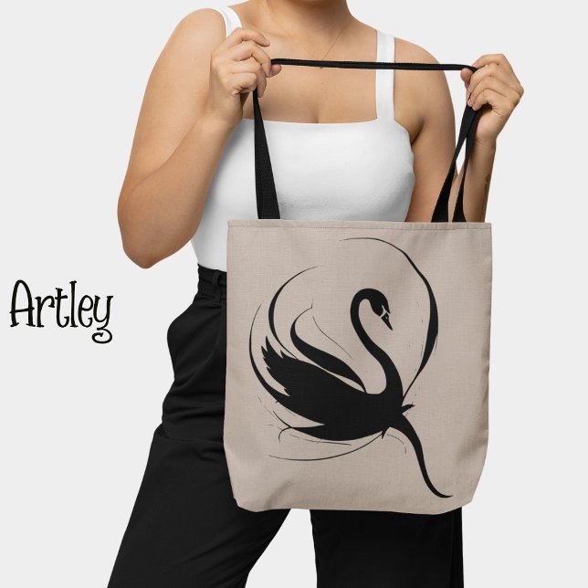 Elegant Gothic Black Swan Flower Tattoo Art  Tote Bag (Creator Uploaded)