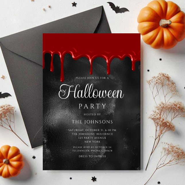 Elegant Gothic Blood Dripping Halloween Invitation (Elegant Gothic Blood Dripping Halloween Invitation)