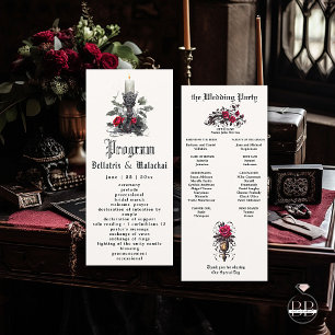 Elegant Gothic Candlestick Crimson Cherry Rose