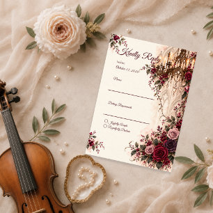 Elegant Gothic Chandelier Wedding RSVP Card