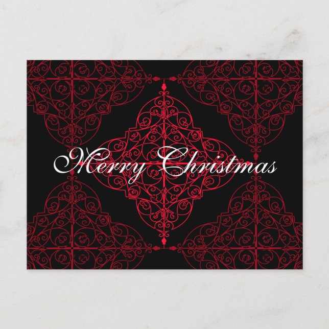 Elegant gothic Christmas ornamental design Holiday Postcard (Front)