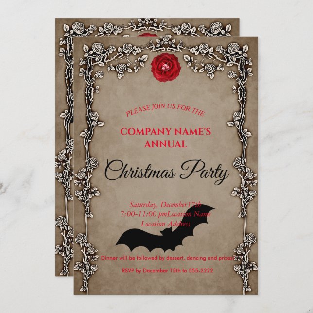 Elegant  Gothic Christmas party invitation  (Front/Back)