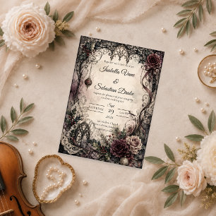 Elegant Gothic Christmas Wedding Invitation