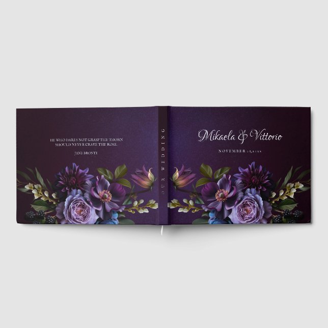 Elegant Gothic Dark Flower Wedding  Guest Book (Full)