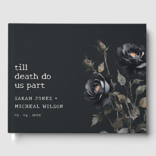 Elegant Gothic Dark Watercolor Black Rose Wedding Guest Book