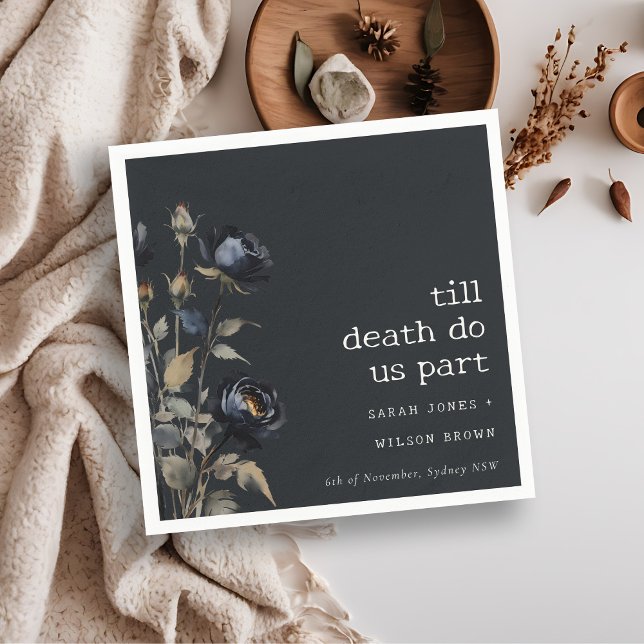 Elegant Gothic Dark Watercolor Black Rose Wedding Napkin (Creator Uploaded)
