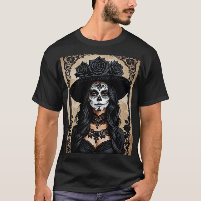 Elegant Gothic Day of the Dead Catrina Tee (Front)