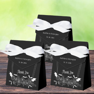 Elegant Gothic Floral Black Wedding Favour Box