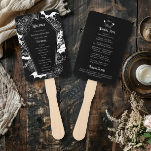 Elegant Gothic Floral Black Wedding Program Hand Fan