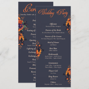 Elegant Gothic Floral minimalist Wedding program Invitation