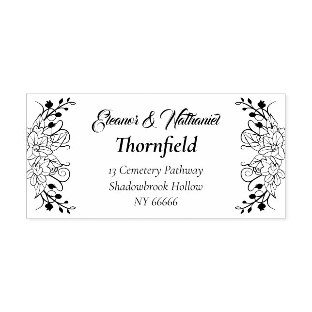 Elegant Gothic Floral Return Address Wedding  Rubber Stamp (Imprint)