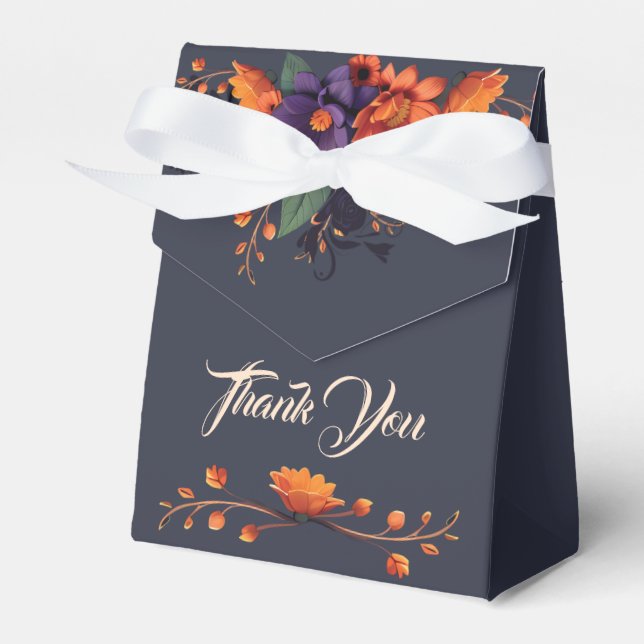 Elegant Gothic Floral Simple Thank You  Favour Box (Front Side)