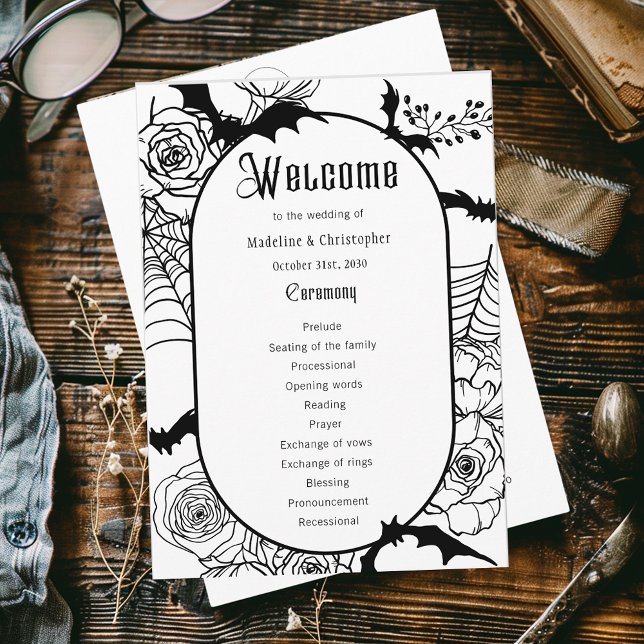 Elegant Gothic Floral Wedding Program Programme (Creator Uploaded)