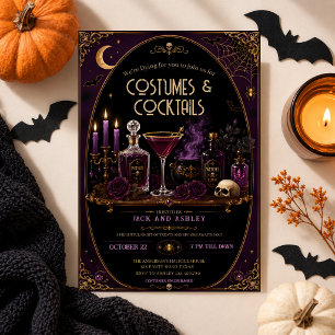 Elegant Gothic Halloween Costumes Cocktails Party Invitation