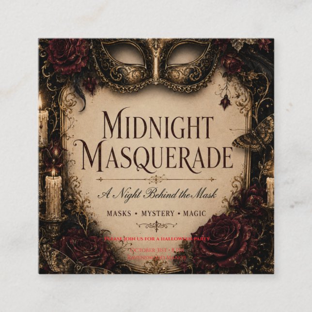 Elegant Gothic Halloween Dinner Party Enclosure Card (Front)