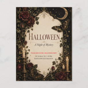 Elegant Gothic Halloween Party Celebration Postcard