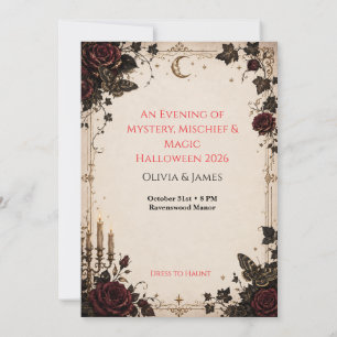 Elegant Gothic Halloween Party Celebration Thank You Card