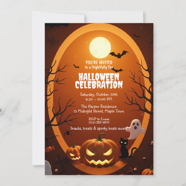Elegant Gothic Halloween Party Invitation (Front)